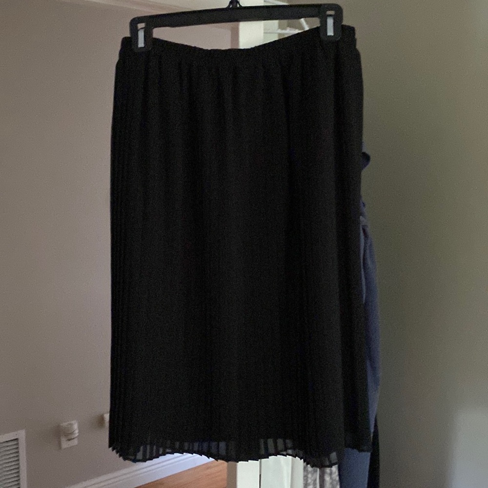 Black, pleated, elastic waist skirt